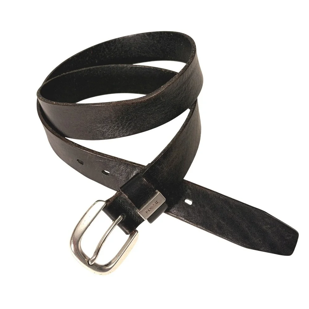Fossil Mens Brown Leather Belt Size XL Classic Heritage Workwear Utility‎